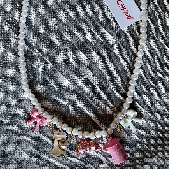 *~* NEW Betsey Johnson BABYCAKES NECKLACE ~ BAKiNG Pearls MiXER Croissant SUGAR - Picture 4 of 6